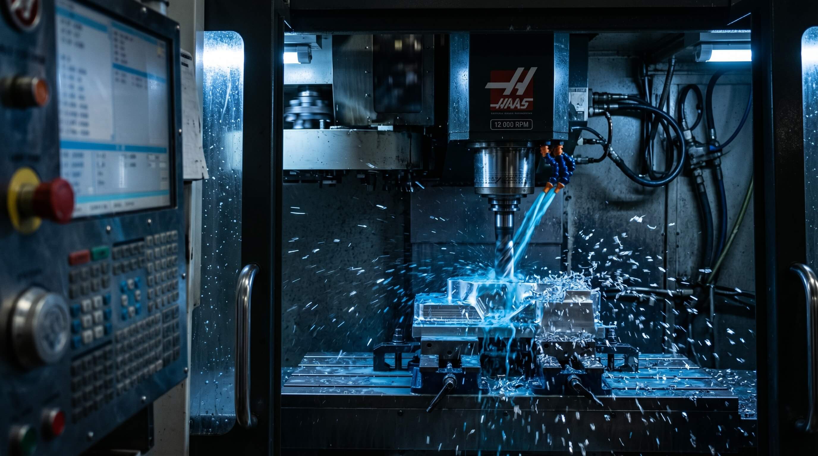 CNC machining operation at OM Vijayavinayaka Industries workshop in Hyderabad