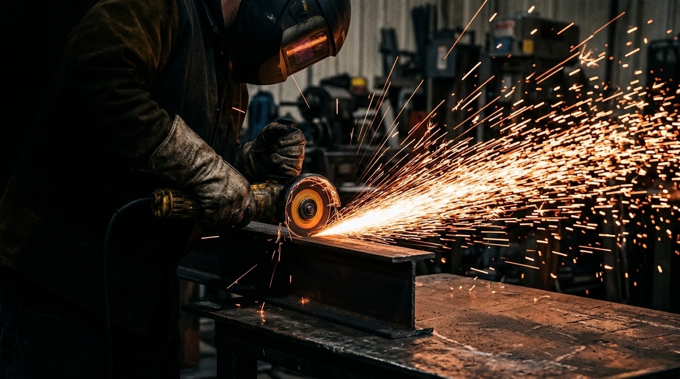 Metal cutting sparks during precision machining at industrial facility in Secunderabad