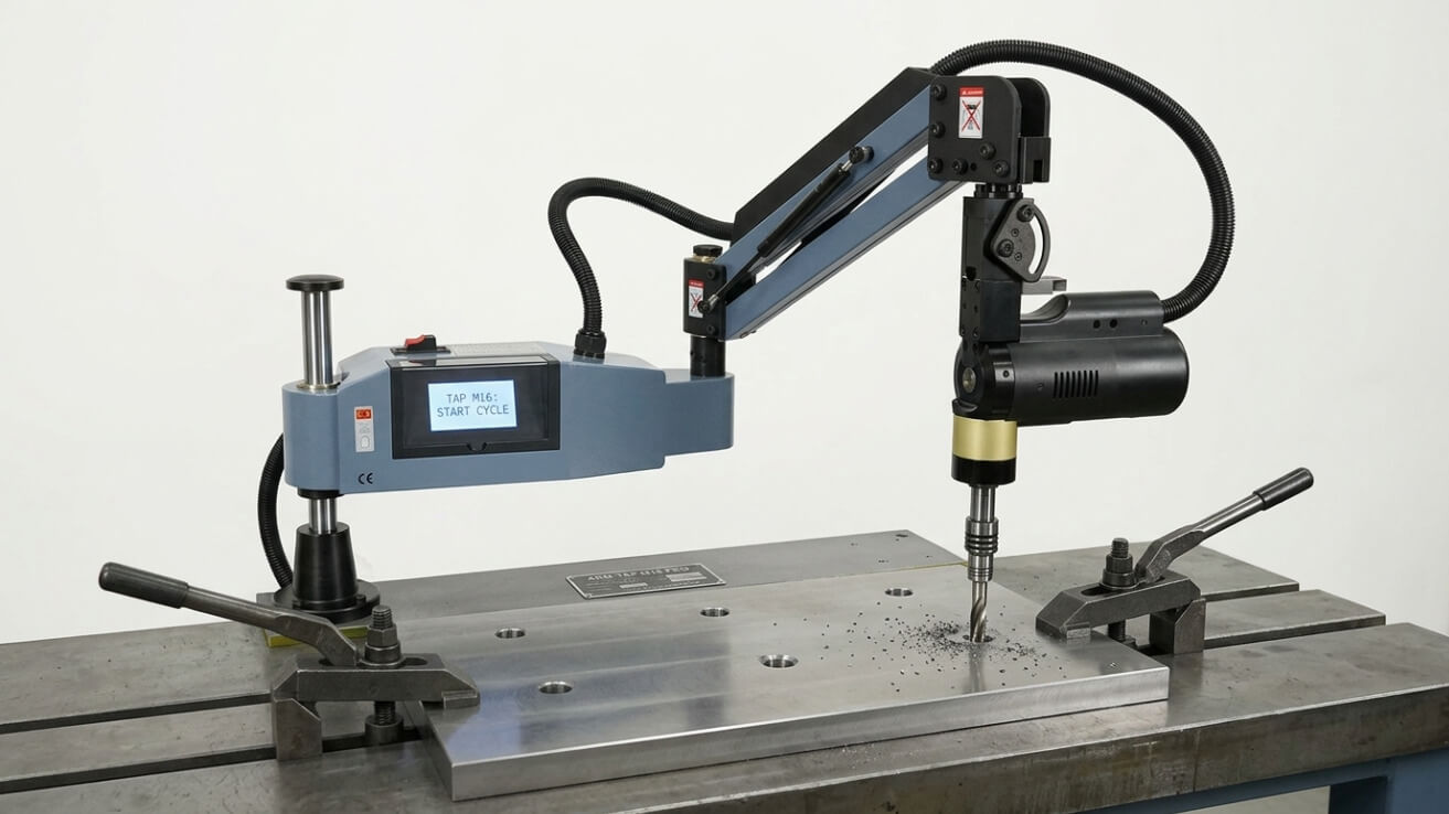 M16 servo arm tapping machine front view OM Vijayavinayaka Hyderabad